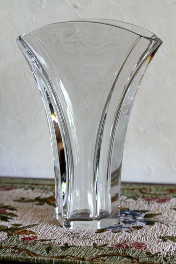 Baccarat クリスタル花器 アンティークバカラ製色とりどり花鳥模様クリスタル花瓶