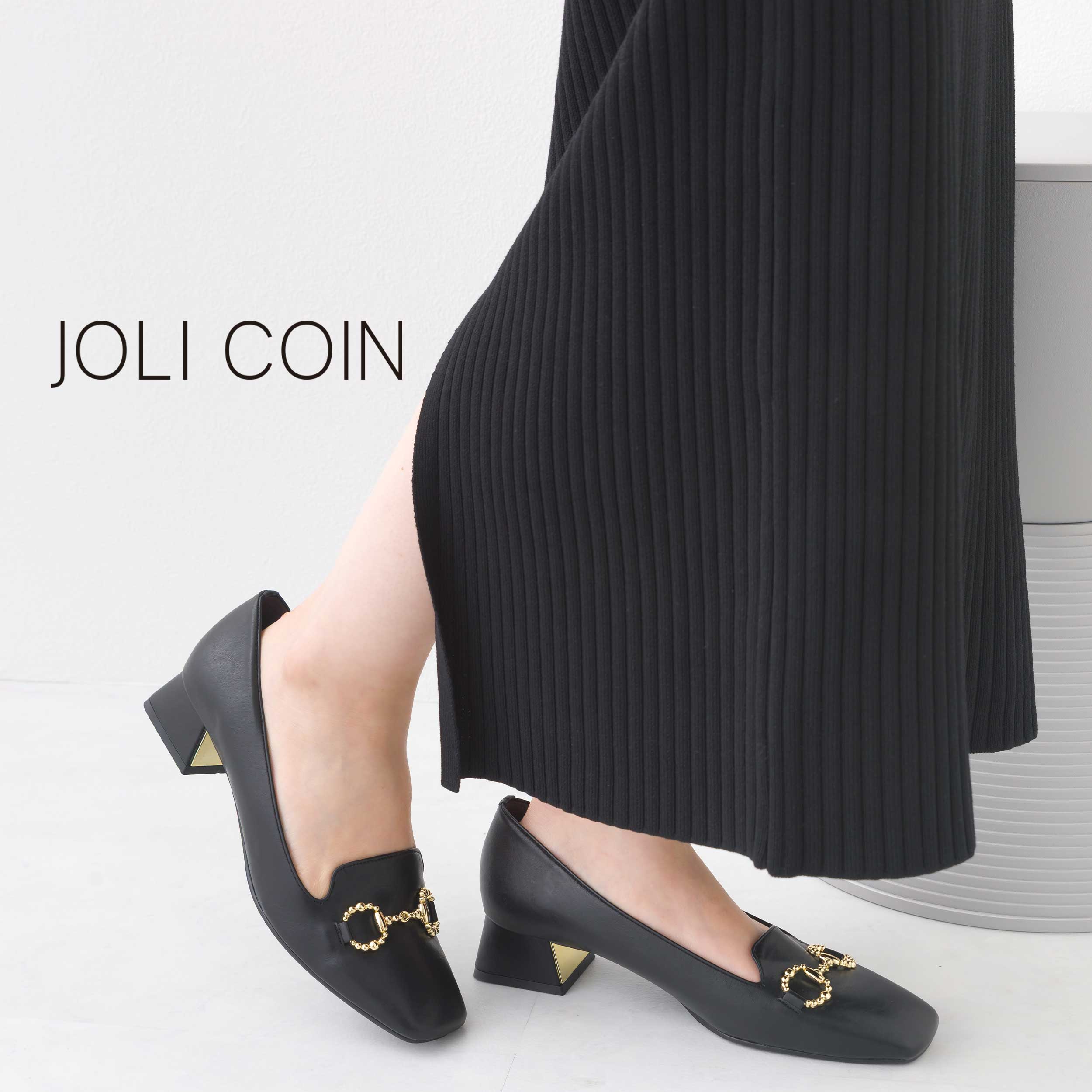 レディース JOLICOIN ジョリコアン 16410 パンプス ローファー チャンキーヒール ビット スクエアトゥ 大人 上品 ゴールド クッションインソール 煌く エレガント ジャガード キレイめ オフィス