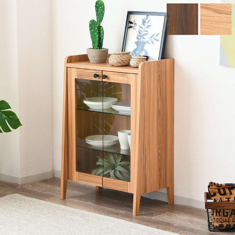 楽天市場】送料無料 キャビネット 木製 食器棚 ガラス