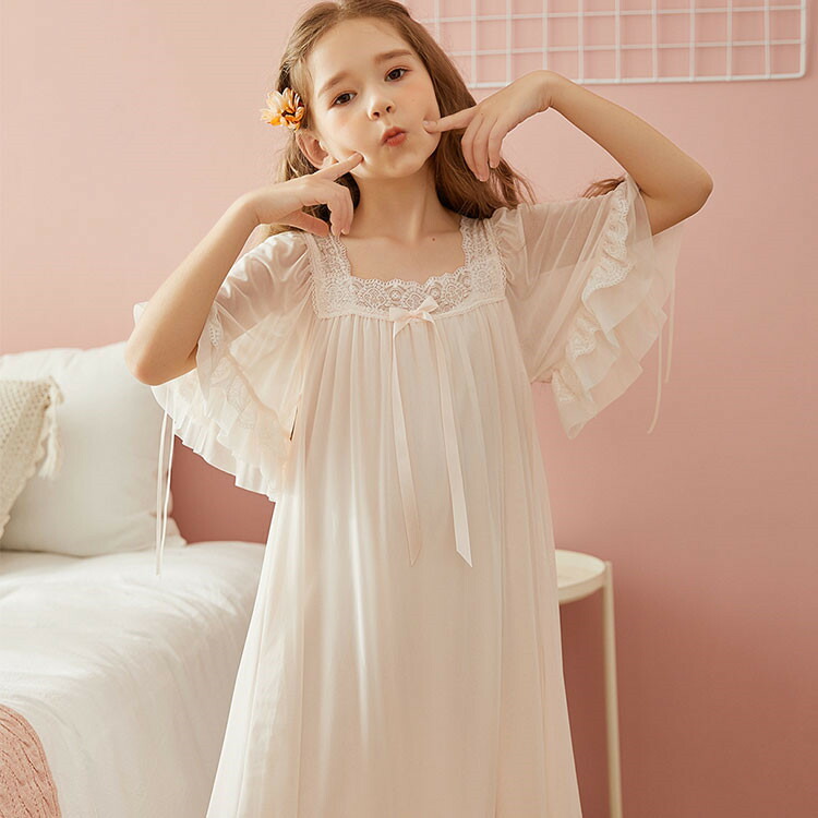 キッズ ネグリジェ パジャマ キッズワンピース 白ワンピース 春夏 夏用 レース付き 女の子 子供服 ルームウェア ナイトウェア 半袖 半そで 寝巻き 可愛い かわいい 子供 ネグリジェ ピンク 部屋着 ジュニア 寝間着 女児 オシャレ カジュル 姫 プリンセス 韓国風 ロングのご紹介