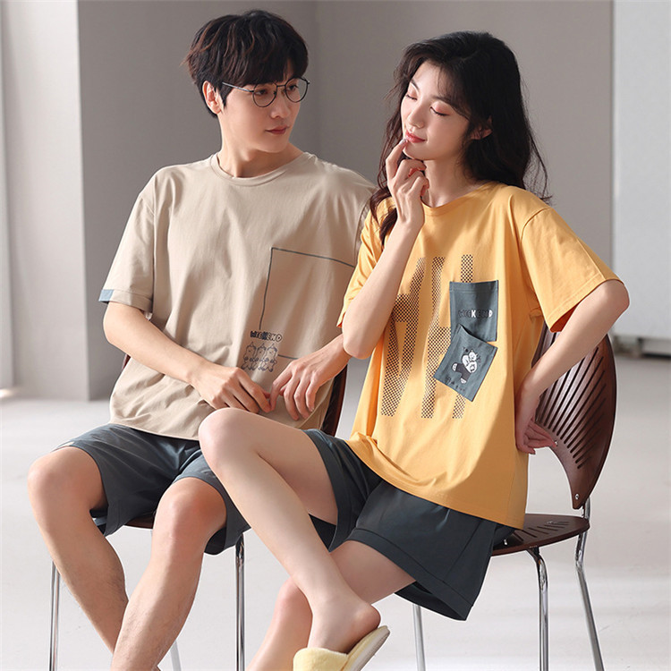 ペア パジャマ 春夏 綿 やわらか 半袖tシャツ ペアルック カップル ルームウェア 可愛い 韓国 結婚