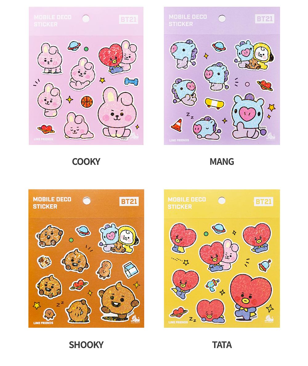 楽天市場 Bt21 モバイルステッカー Mobile Deco Sticker デコ シール ホログラムシール デコレーション マスキングテープ プチマークシール キラキラ おしゃれ かわいい Bonitashop