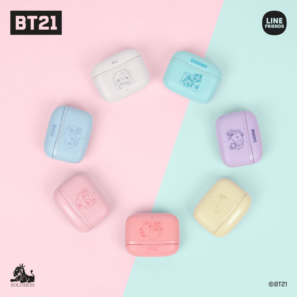 ソロモン商事 【BT21_ワイヤレスイヤホン】WIRELESS EARPHONE 無線イヤホン bluetooth かわいい キャラクター 公式  KOYA RJ SHOOKY MANG CHIMMY TATA COOKY