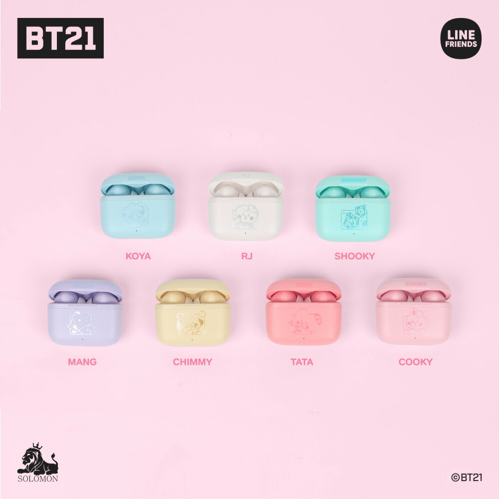 ソロモン商事 【BT21_ワイヤレスイヤホン】WIRELESS EARPHONE 無線イヤホン bluetooth かわいい キャラクター 公式  KOYA RJ SHOOKY MANG CHIMMY TATA COOKY