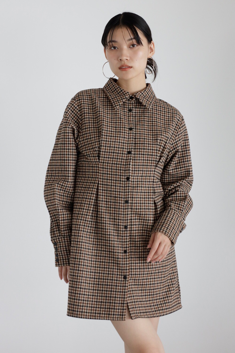 \70%OFFクーポンで3168円!26日1:59まで/brushed check waist tuck one piece / 起毛チェックウエストタックワンピース 88-005013|BONJOUR SAGAN
