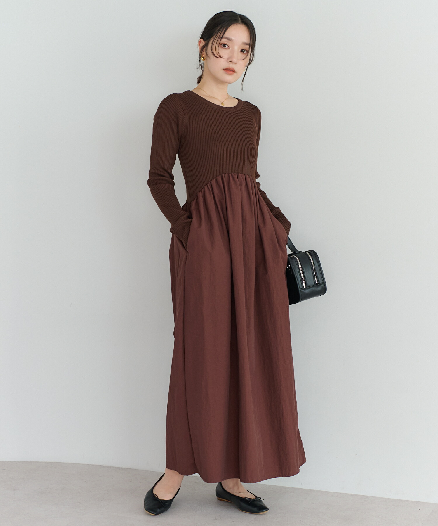 田中里奈さんコラボ ワンピース ニット ワンピ リブニット ニット