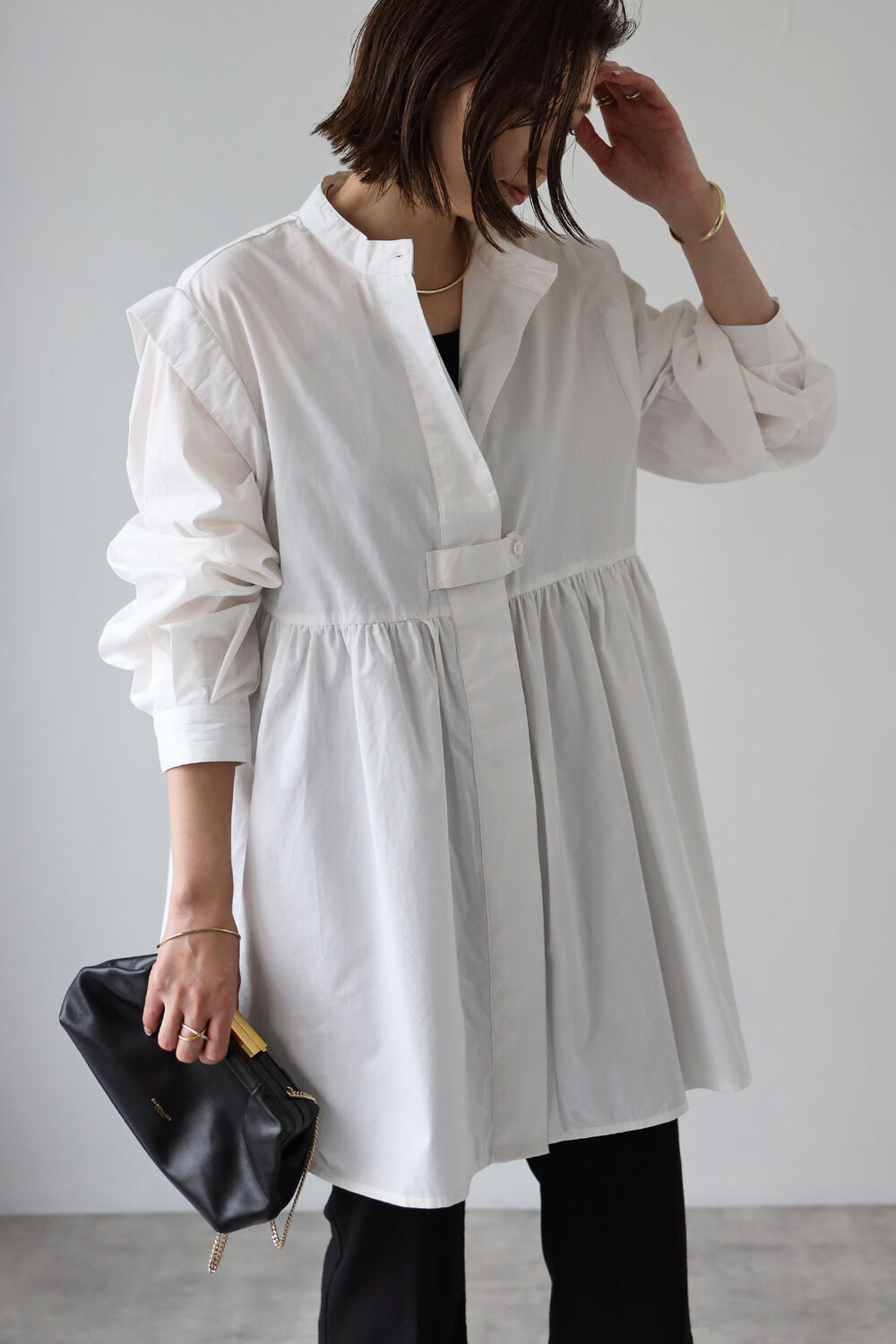 楽天市場】チュニック ブラウス シャツ スタンドカラー レディース