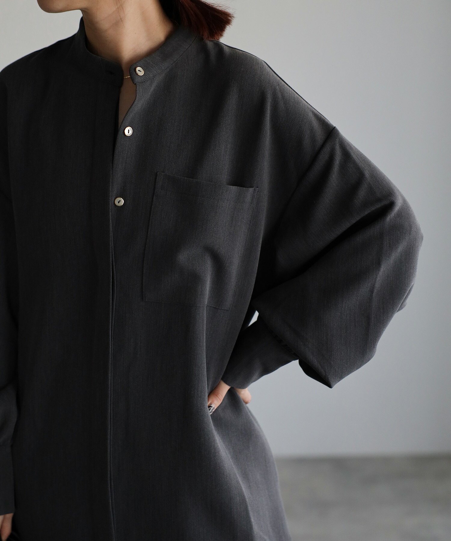 シャツワンピース レディース ボリューム袖 長袖 春 秋 冬 バンド