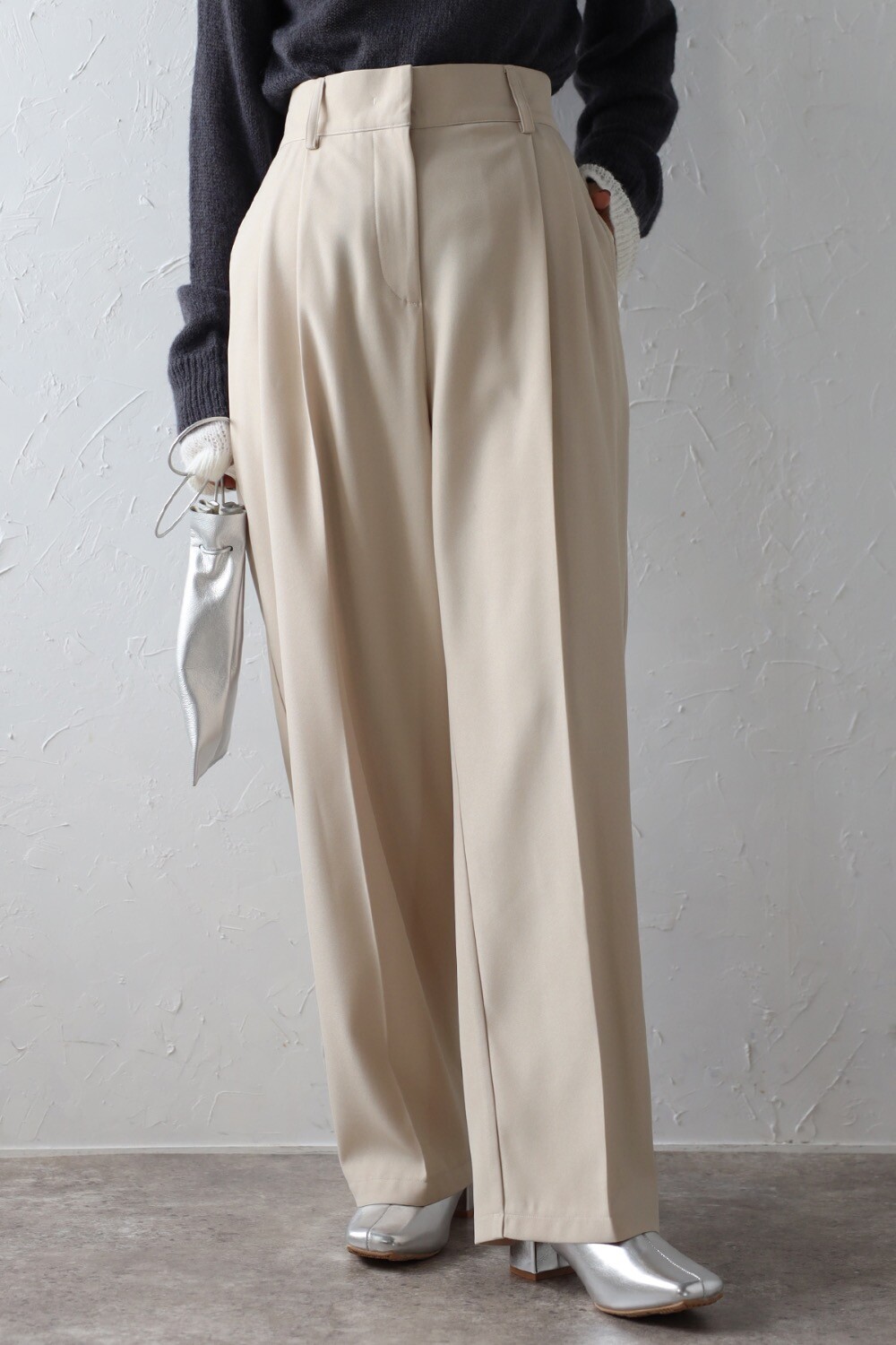 楽天市場】【3サイズ展開】ツータックハイウエストパンツ 88-004427