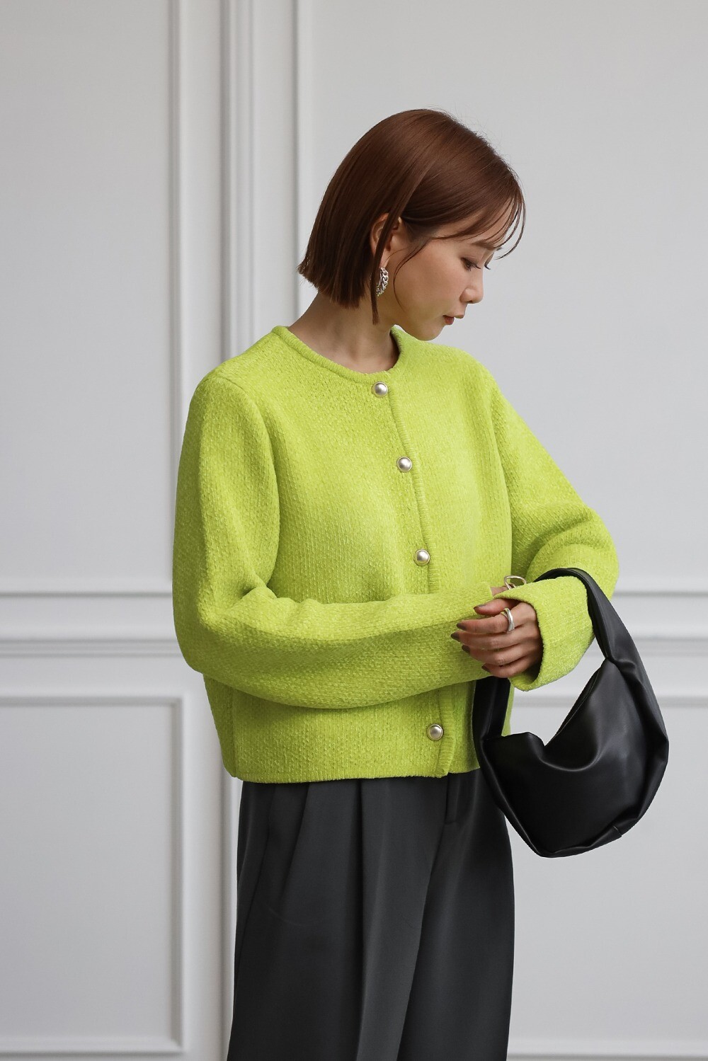 田中里奈さんコラボ メタルボタンベロアモールカーディガン 88-004453