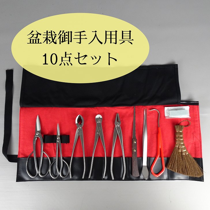 盆栽 御先棒 書き割り お取りつくろう御先棒 10点書き割り 喜久和 切り落とすばさみ さつき挾 又枝切 鉄条切 針金切り手 やっとこ 八床 ヘラ付毛抜き 毛抜き 根かき 樹液洗浄剤 盆栽ほうき ほうき ステンレス鋼 差し上げ物 盆栽御手入 園芸装置 ガーデニング