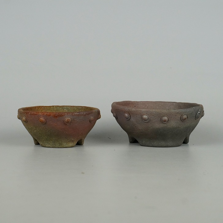 盆栽鉢 文山 越前文山 2個セット 小型 長辺 約 10.3cm 鯖江園芸 丸鉢 鋲打 現品 新品 送料無料
