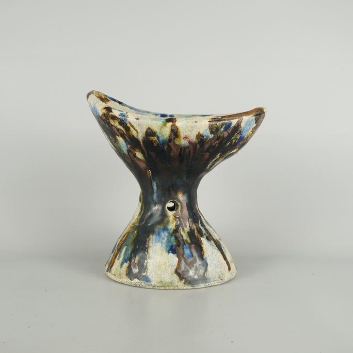 盆栽鉢 文山 越前文山 中型 高さ 約 20.9cm 楕円鉢 高杯 釉薬 現品 新品 送料無料