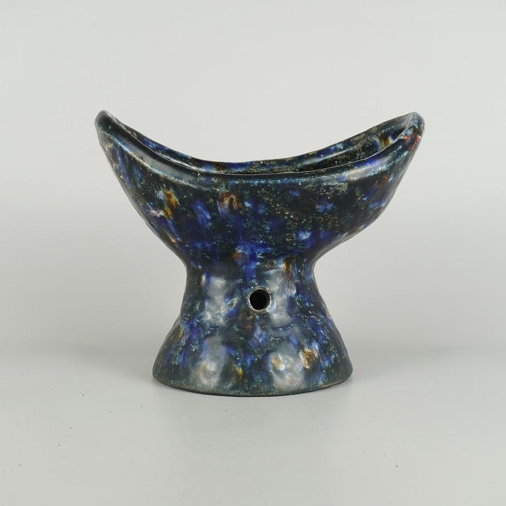 盆栽鉢 文山 越前文山 中型 長辺 約 22.2cm 楕円鉢 高杯 釉薬 現品 新品 送料無料