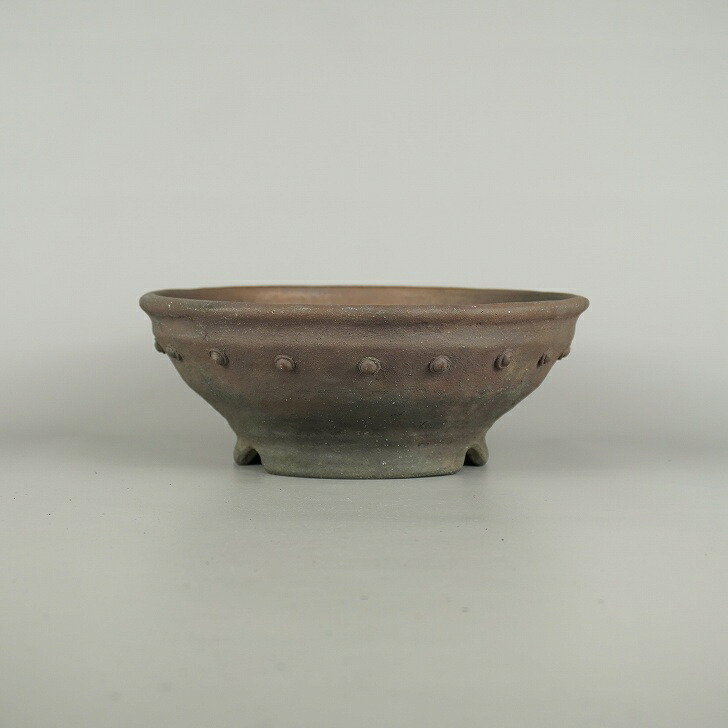 盆栽鉢 文山 越前文山 中型 長辺 約 23.4cm 鯖江園芸 丸鉢 鋲打 泥物 現品 新品 送料無料