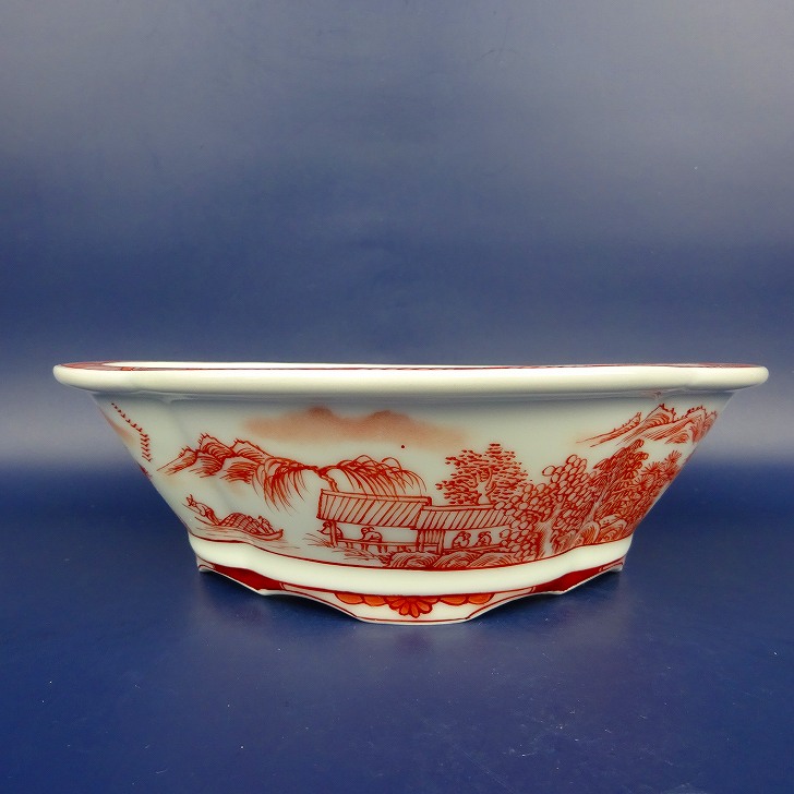 楽天市場】盆栽鉢 は二わ オリジナル鉢 中型 長辺 約21cm 木瓜鉢 赤絵