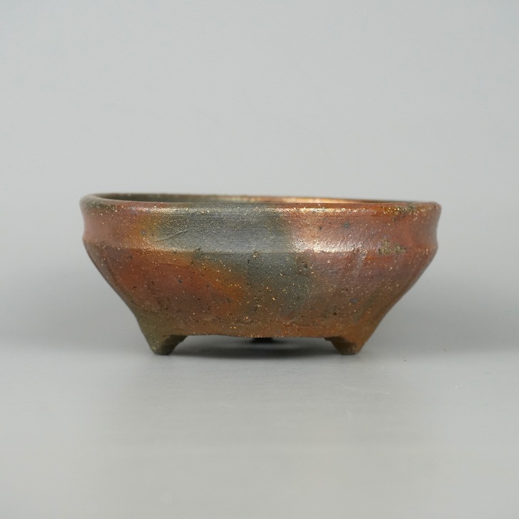 盆栽鉢 陶然 香西 毅 小型 長辺 約13.5糎 丸鉢 境界線の外側 現品 新品 貨物輸送無料
