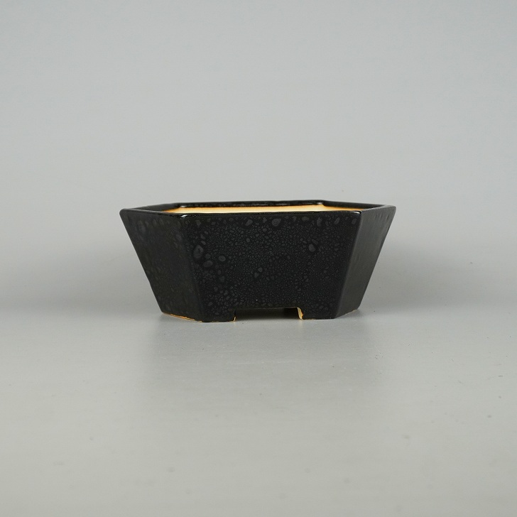 盆栽鉢 丞楽 小型 長辺 約18.8糎 六角鉢 釉薬 現品 新品 貨物輸送無料