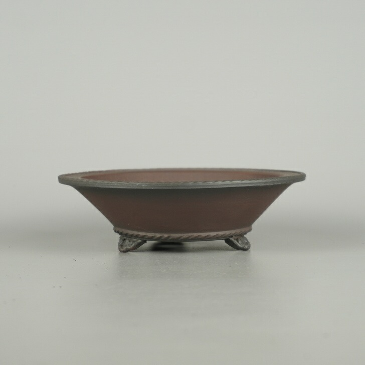 楽天市場】盆栽鉢 銭号外縁雲足長方鉢 植木鉢 常滑 泥鉢 6号 朱泥 小品