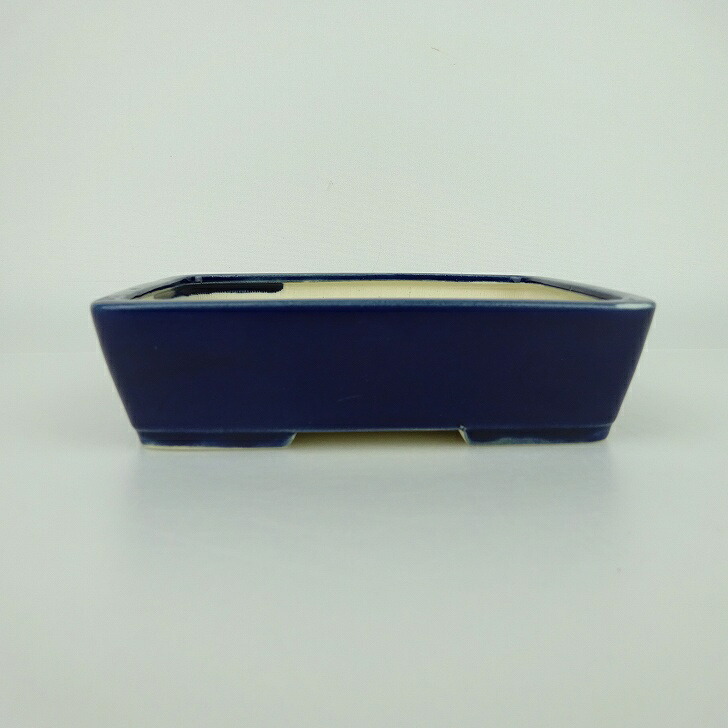 盆栽鉢 青香 小型 長辺 約14.8糎 長方鉢 釉薬 現品 貨物輸送無料