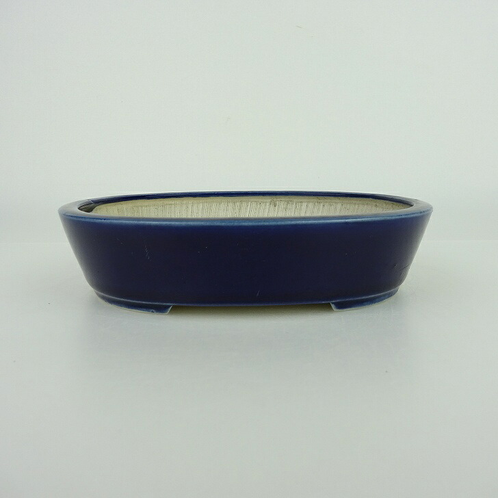 盆栽鉢 青香 小型 長辺 約14.8cm 楕円鉢 釉薬 現品 送料無料