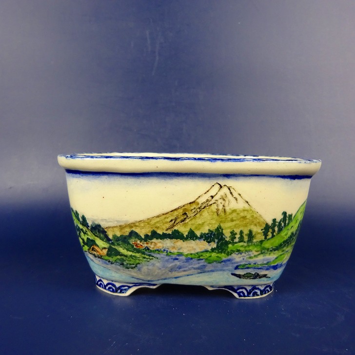 楽天市場】盆栽鉢 上州勝山 小型 長辺 約11.8cm 長方鉢 外縁 染