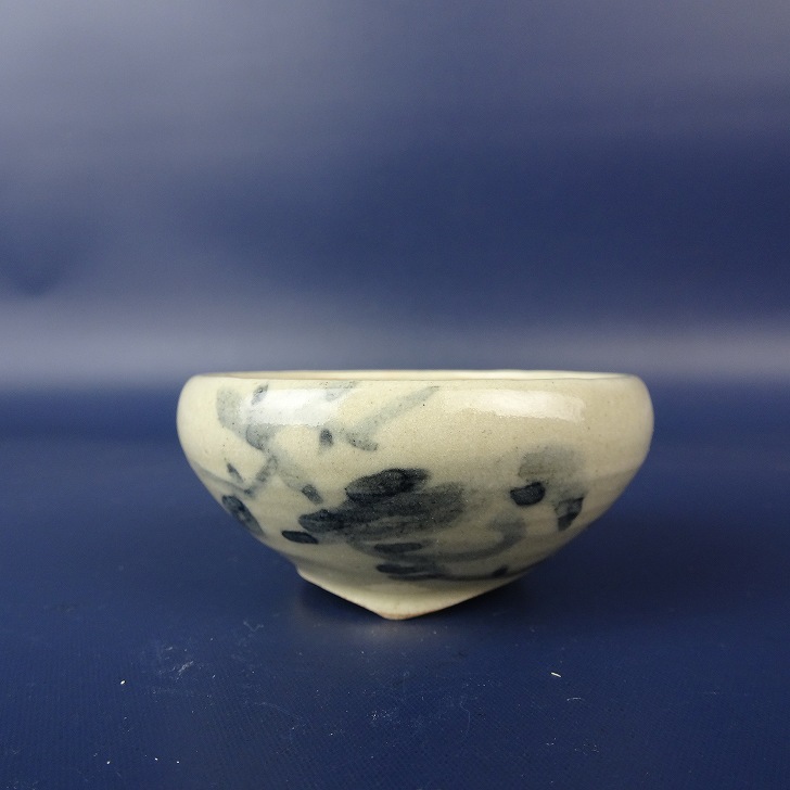 盆栽鉢 是好 矩 小鉢 長辺 約 6.3cm 丸鉢 色絵 雀 スズメ 柿 文字 鑑賞 観賞用 現品 新品 送料無料