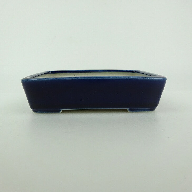 盆栽鉢 青香 小型 長辺 約12.1cm 長方鉢 釉薬 現品 送料無料