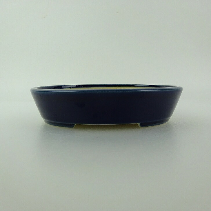 盆栽鉢 青香 小型 長辺 約12cm 楕円鉢 釉薬 現品 送料無料