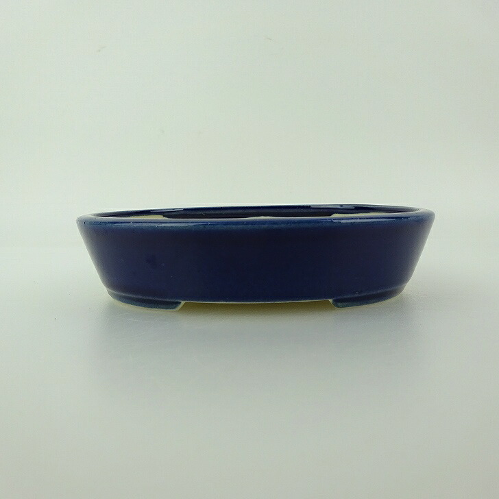 盆栽鉢 青香 小型 長辺 約12.1cm 楕円鉢 釉薬 現品 送料無料