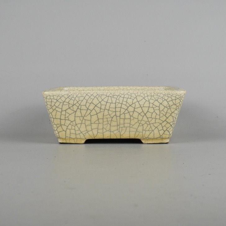 盆栽鉢 里美 寺畑陶園 小型 長辺 約16.2cm 長方鉢 白貫入 釉薬 新品 数量物 送料無料