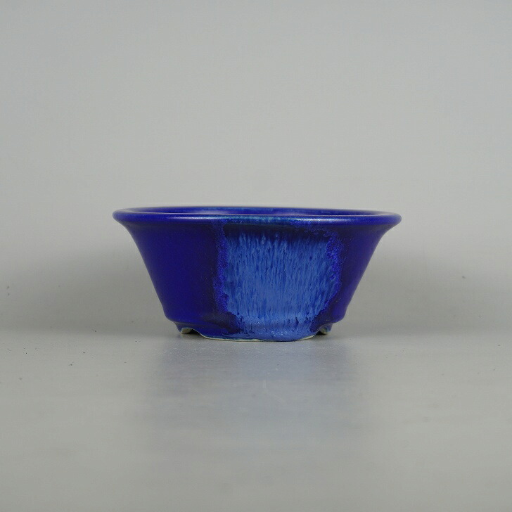 盆栽鉢 常滑 鴻陽造 小型 長辺 約 13.2糎 丸鉢 境界線の外側 釉薬 現品 新品 貨物輸送無料