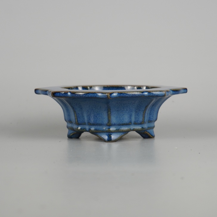 盆栽鉢 昭山 小型 長辺 約 13.6糎 剣 草木瓜鉢 天広 釉薬 現品 新品 貨物輸送無料 花・ガーデン・DIY-植木鉢