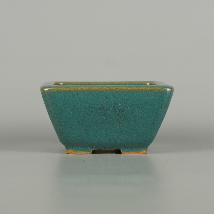 盆栽鉢 常滑 黎鳳 小鉢 長辺 約 9.8cm 正方鉢 オリベ 釉薬 新品 数量物 送料無料｜盆栽はニわ 店
