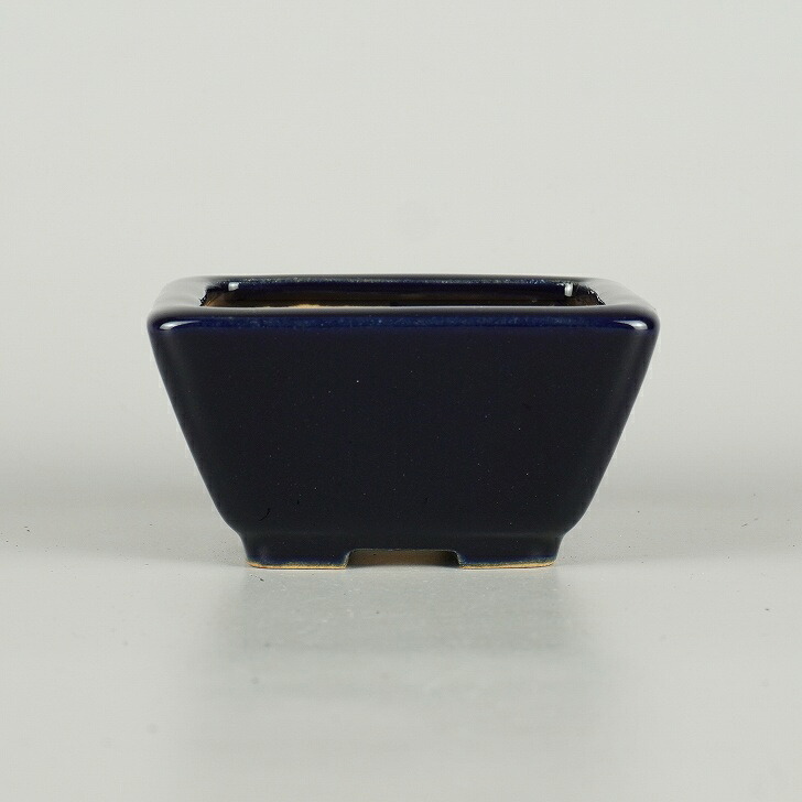 盆栽鉢 常滑 黎鳳 小鉢 長辺 約 9.8cm 正方鉢 瑠璃 釉薬 新品 数量物 送料無料｜盆栽はニわ 店