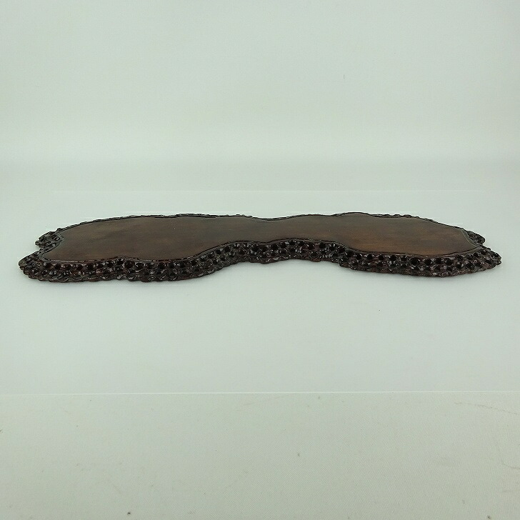 【中古】 花台 地板 卓 長辺 約41cm 飾台 網目 木製 小品卓 盆栽台 現品 中古品 送料無料｜盆栽はニわ 店
