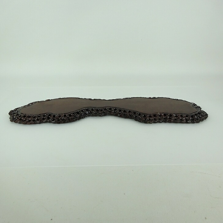 【中古】 花台 地板 卓 長辺 約40cm 飾台 網目 木製 小品卓 盆栽台 現品 中古品 送料無料