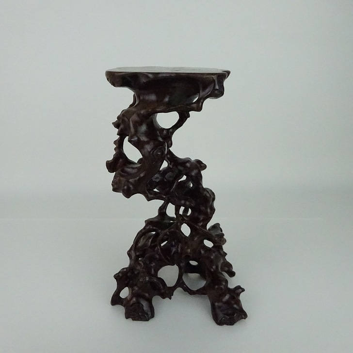 【中古】花台 根卓 高さ 約 22珊 飾台 飾りつけ台 花飾 木製 小品文卓 盆栽台 現品 中古