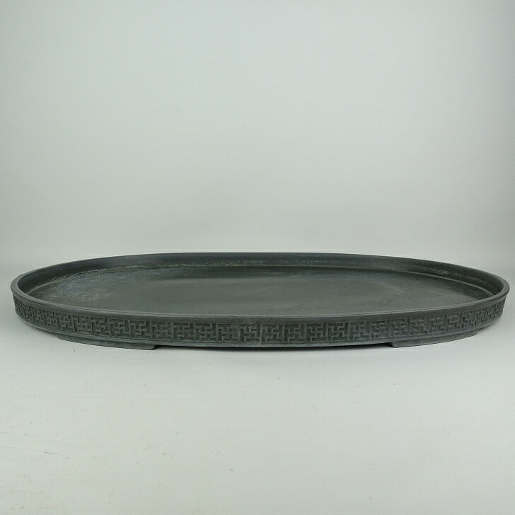 楽天市場】【中古】水盤 大型 長辺 約41.5cm 楕円 鉢 水石 盆栽