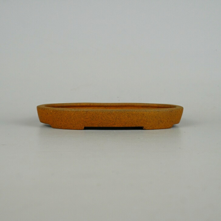 【中古】盆栽鉢 美濃謙山 小型 長辺 約15cm 楕円鉢 泥物 現品 中古鉢 送料無料