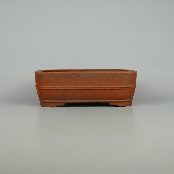 【中古】盆栽鉢 常滑 銭号 小型 長辺 約18.5cm 長方鉢 撫角 上下帯 泥物 中古鉢 送料無料