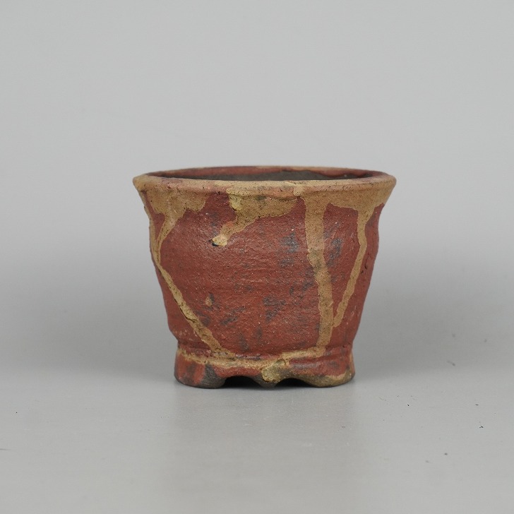 【中古】盆栽鉢 泥珠 小鉢 長辺 約9.8cm 丸鉢 釉薬 現品 中古鉢 送料無料