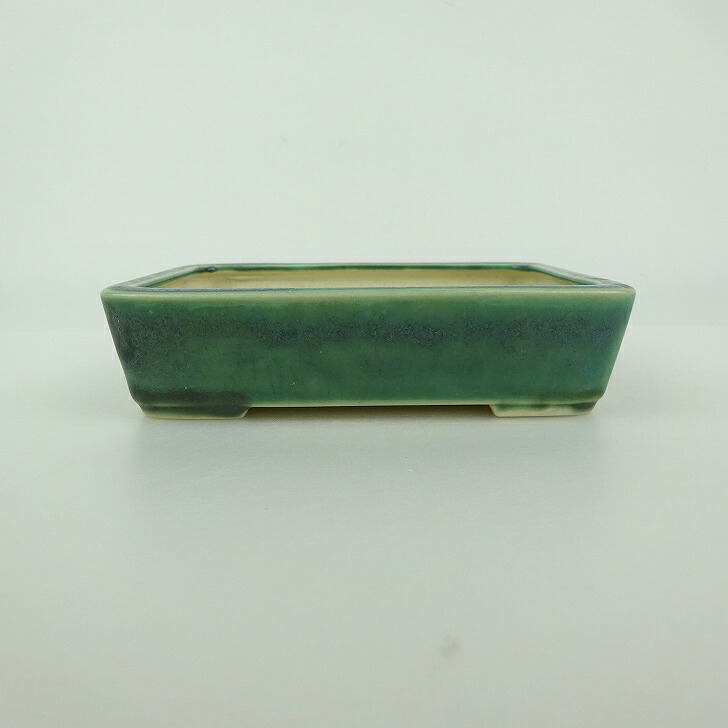 【中古】 盆栽鉢 青香 小型 長辺 約 12cm 長方鉢 釉薬 現品 中古鉢 送料無料