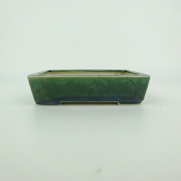 【中古】盆栽鉢 青香 小型 長辺 約 12cm 長方鉢 釉薬 現品 中古鉢 送料無料