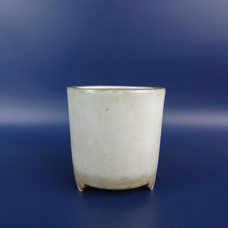 【中古】盆栽鉢 南京 落款あり 小鉢 高さ 約 7.5cm 丸鉢 釉薬 現品 中古鉢