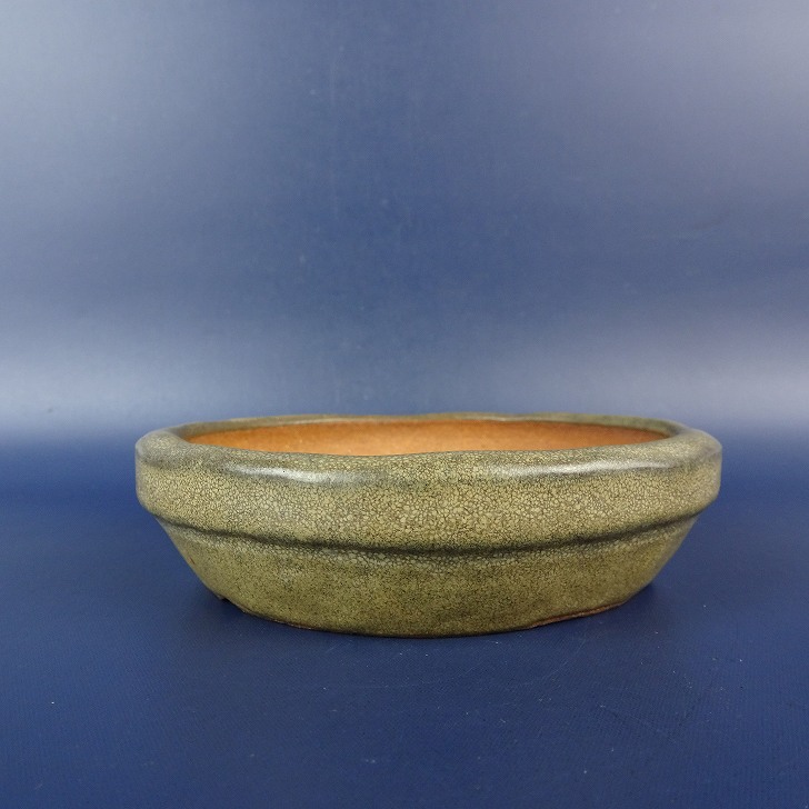 【中古】盆栽鉢 福峰 小型 長辺 約 10.6cm 丸鉢 釉薬 現品 中古鉢