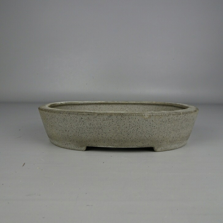 【中古】盆栽鉢 常滑 誠山造 小型 長辺 約 18.7cm 楕円鉢 泥物 現品 中古鉢 送料無料|盆栽はニわ 店