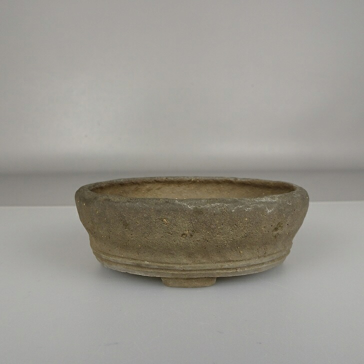 【中古】盆栽鉢 神戸 小型 長辺 約 10.3糎 楕円面鉢 下帯 泥鉢 現品 中古鉢 貨物輸送無料