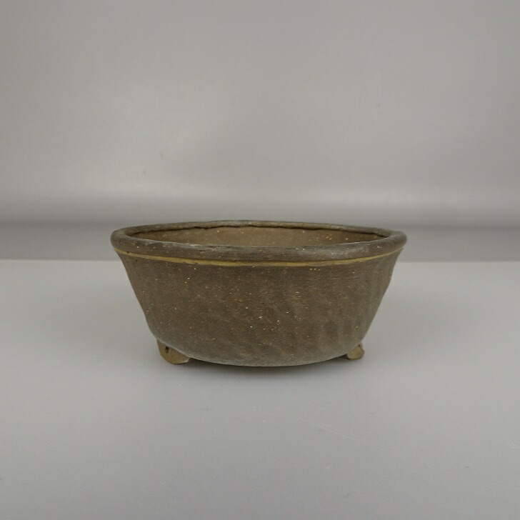 【中古】盆栽鉢 神戸 小鉢 長辺 約 9.7糎 丸鉢 泥鉢 現品 中古鉢 貨物輸送無料
