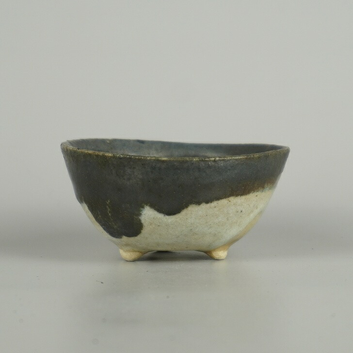 【中古】盆栽鉢 町直 小鉢 長辺 約 8.8cm 丸鉢 釉薬 現品 中古鉢